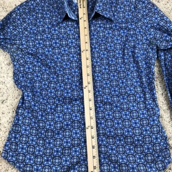 Tommy Hilfiger Boys Size Medium Long Sleeve Blue Button Up Shirt Geometric - Picture 7 of 9